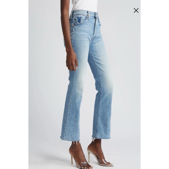 MOTHER Superior The Tripper Flood Fray Jeans Left in Dust Flare Denim Blue 26 - Picture 14 of 17